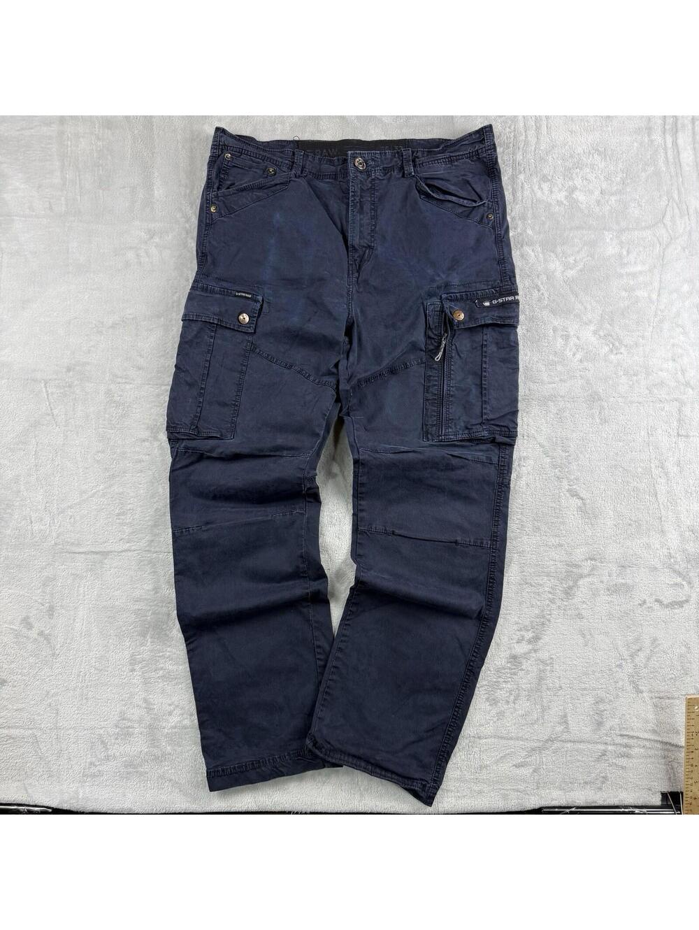 G-Star RAW Rovic Cargo Pants Fit 36x30 Navy Blue Military Utility Tapered Baggy